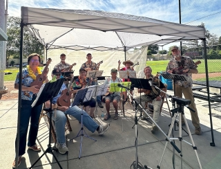 The Healdsburg Ukulele Club played for the local farm team - The Healdsburg Prunepackers