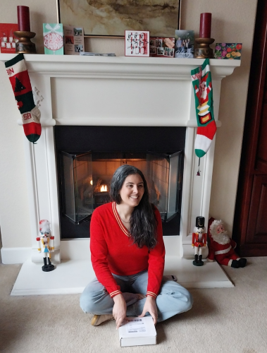 Tammy opening a present